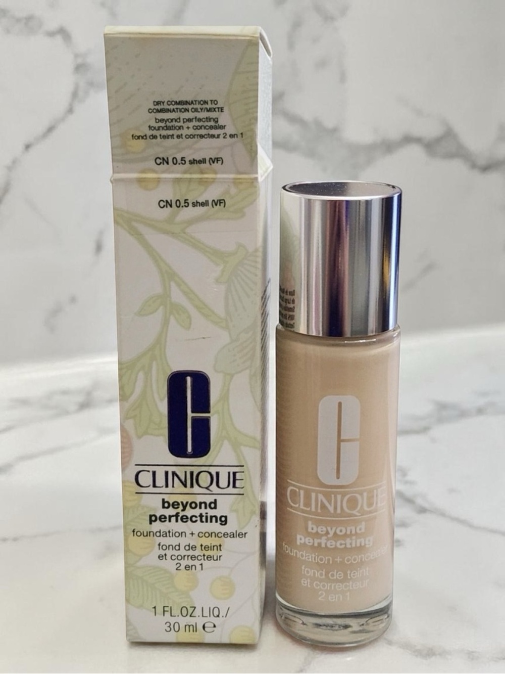Clinique Beyond Perfecting Foundation + Concealer CN 0.5Shell Fair Full Coverage